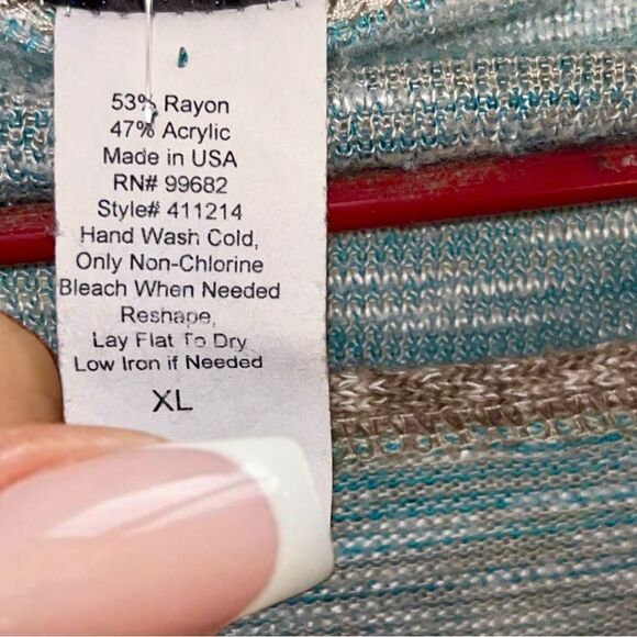 Vintage Y2K 212 New York TWO ONE TWO Blue/Tan Striped Lightweight Sweater XL - Picture 10 of 16